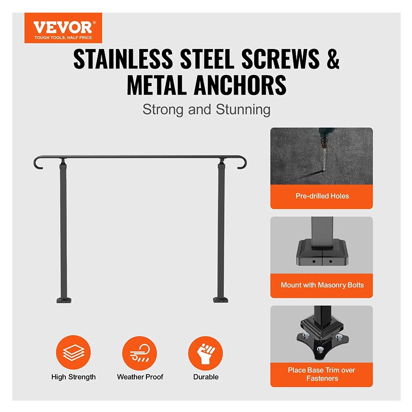 Garde-Corps Rampe Escalier Main Courante 3 Marches – Image 6
