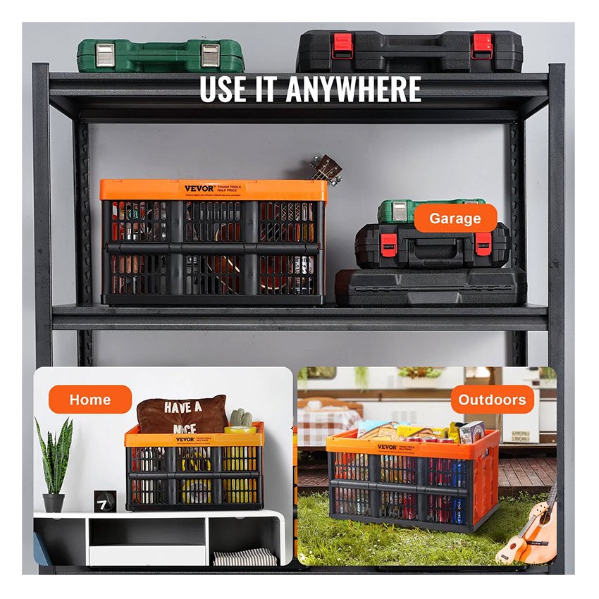 Lot de 3 Paniers de Rangement Plastique Pliable 45L – Image 5