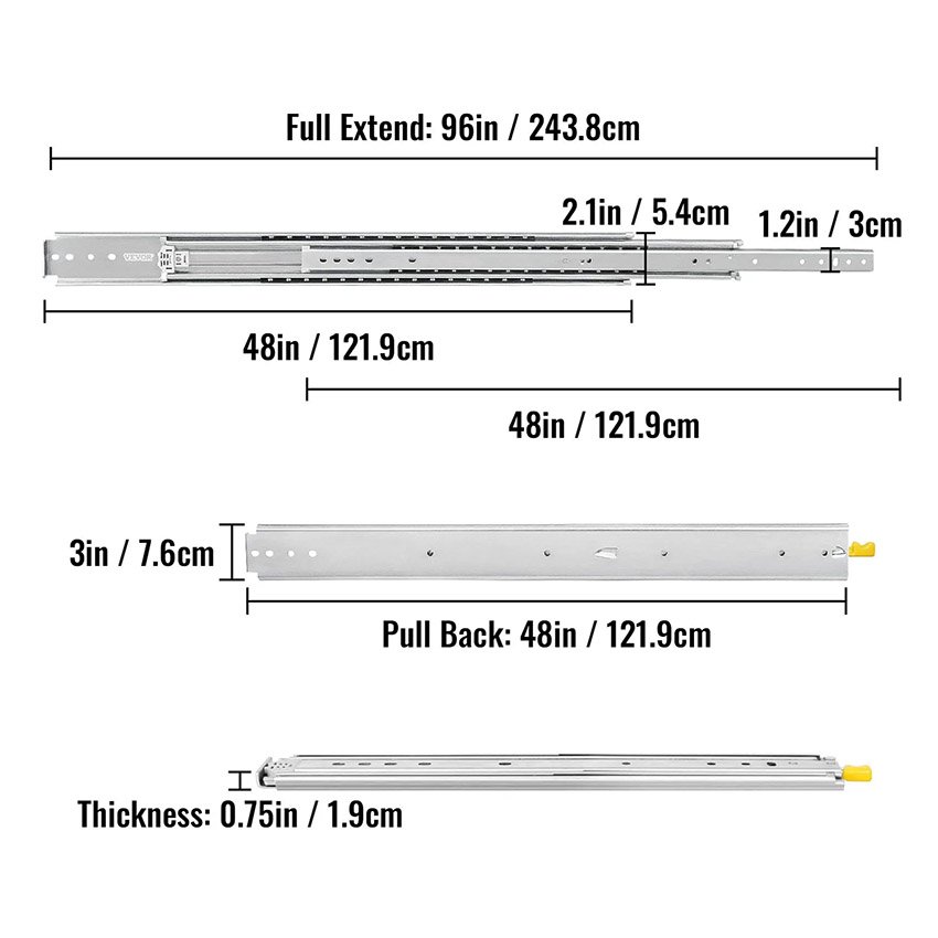 Coulisses glissières de tiroir robustes 122 cm – Image 8
