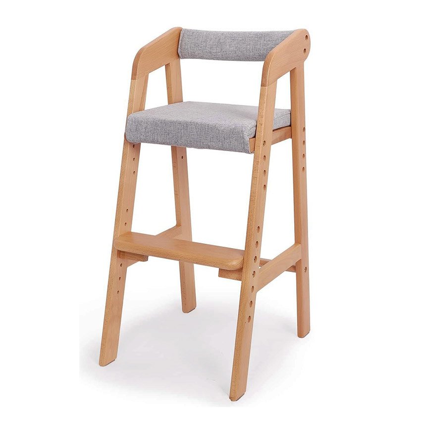 chaise haute évolutive réglable avec coussin amovible