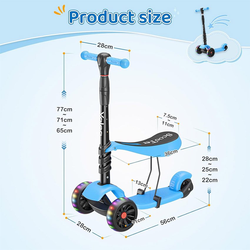 Trottinette pour enfants à trois roues bleu – Image 9