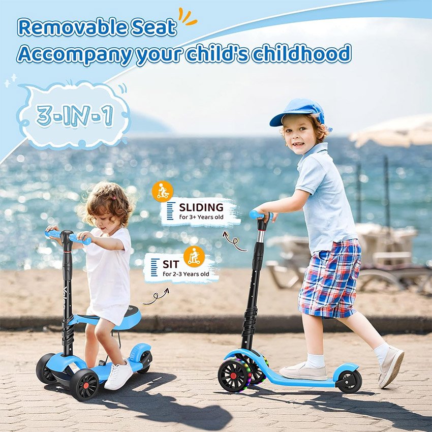 Trottinette pour enfants à trois roues bleu – Image 8