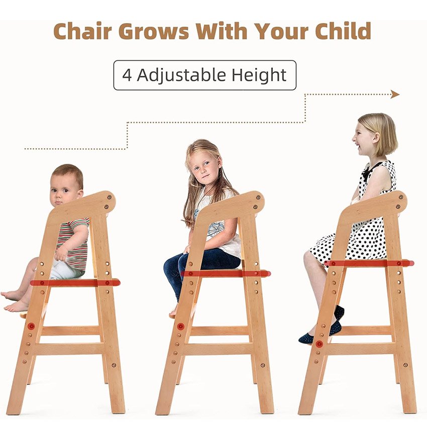 chaise haute évolutive réglable avec coussin amovible – Image 4