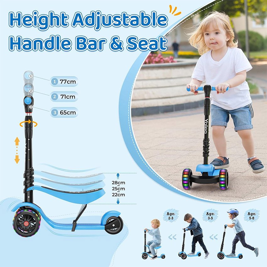 Trottinette pour enfants à trois roues bleu – Image 7