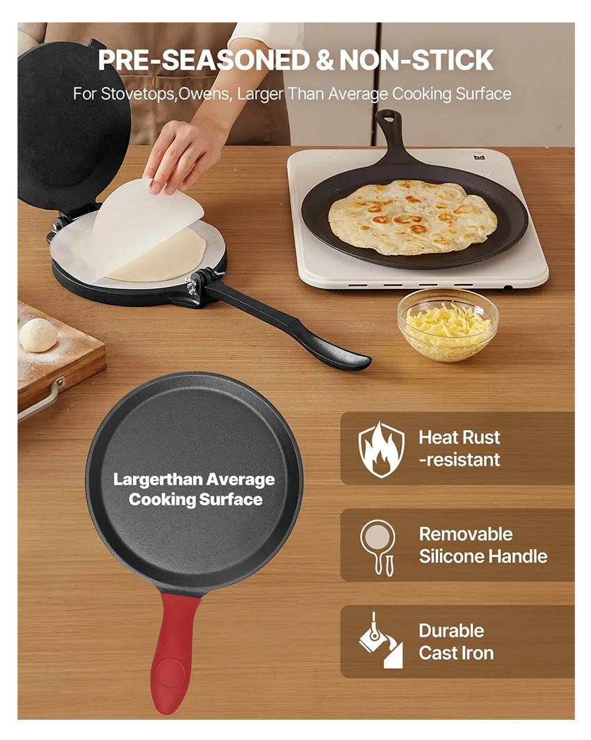 Presse à Tortillas en Fonte Résistant de 20 cm – Image 6