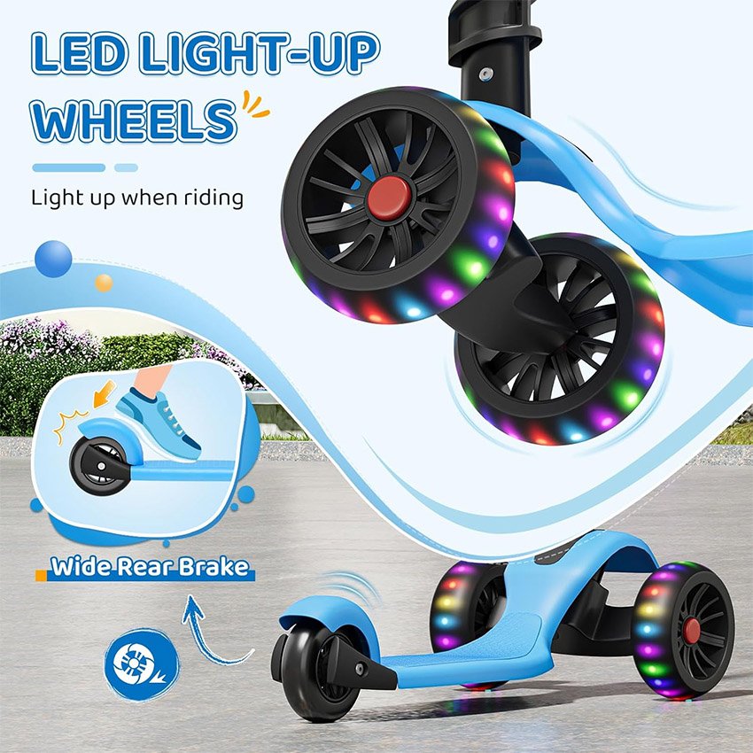 Trottinette pour enfants à trois roues bleu – Image 4