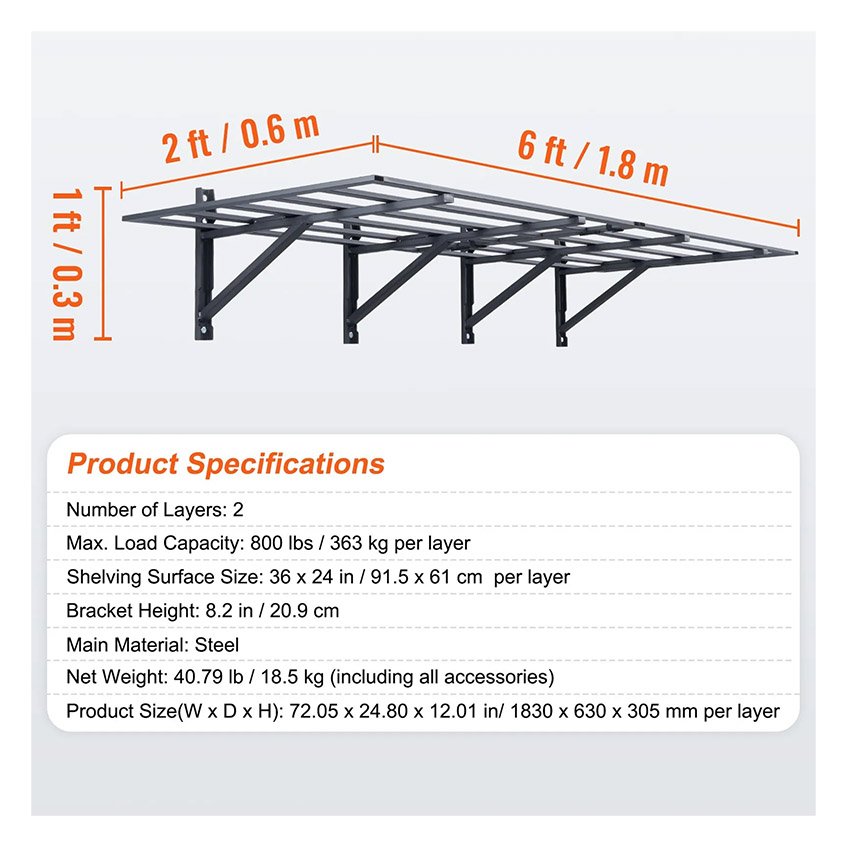 2 étagères de rangement pour garage 183 x 61 cm – Image 2