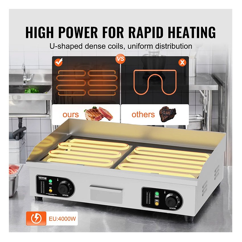 Gril électrique commercial 4000 W 66 x 40 x 1 cm – Image 4