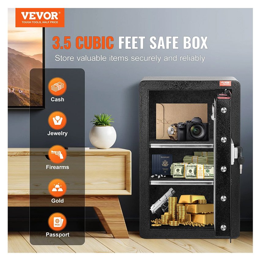 Coffre-fort à Porte Simple 99 L Clé et Mot de Passe – Image 4