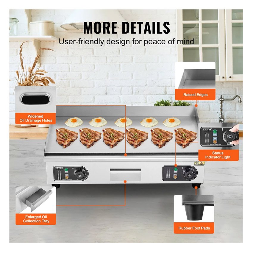 Gril électrique commercial 4000 W 66 x 40 x 1 cm – Image 6