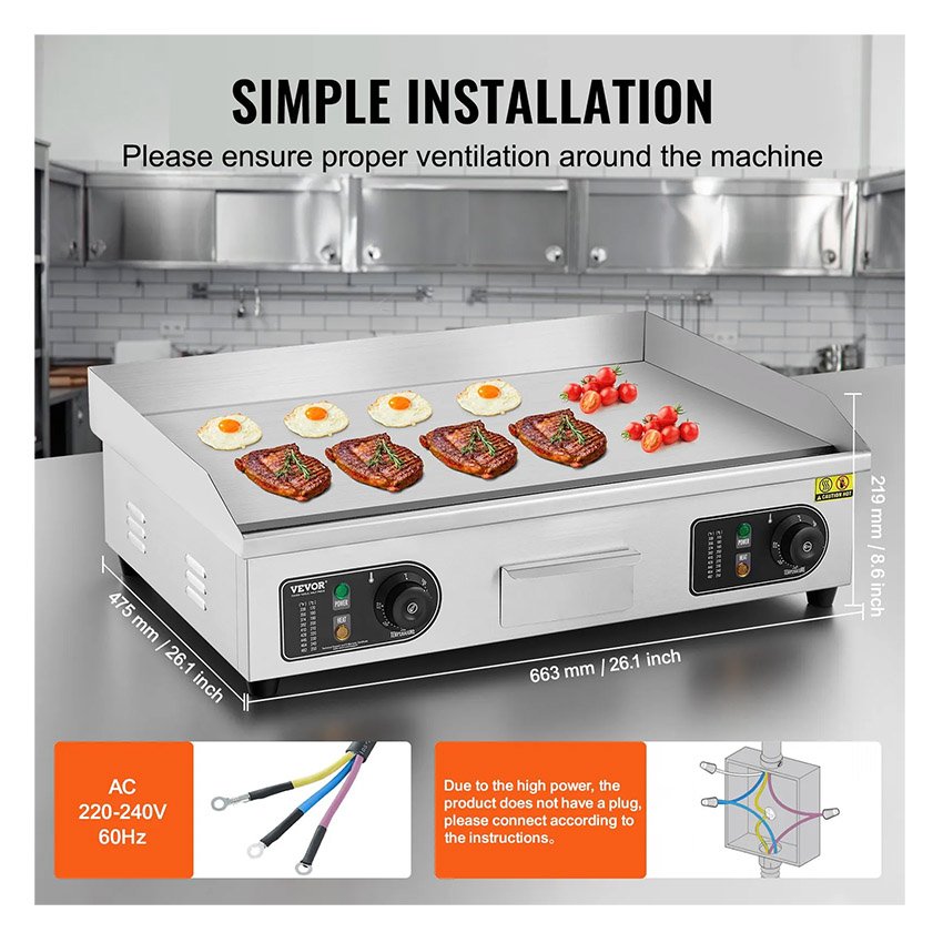 Gril électrique commercial 4000 W 66 x 40 x 1 cm – Image 7