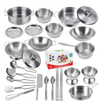 25 ustensiles de cuisine en acier inoxydable pour enfants