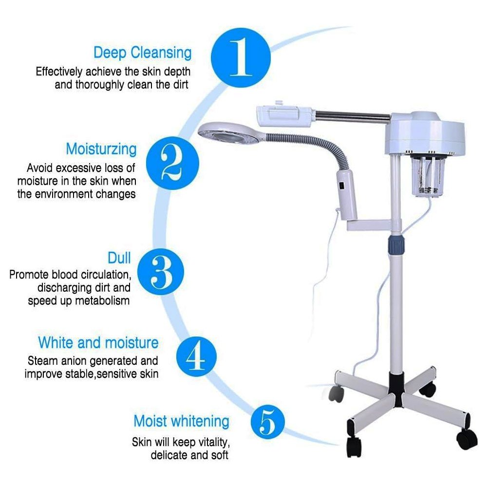 Appareil vapeur pour le visage avec lampe grossissante x3 – Image 3