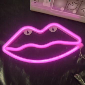 Lampe néon applique murale Lips Applique rose lèvres